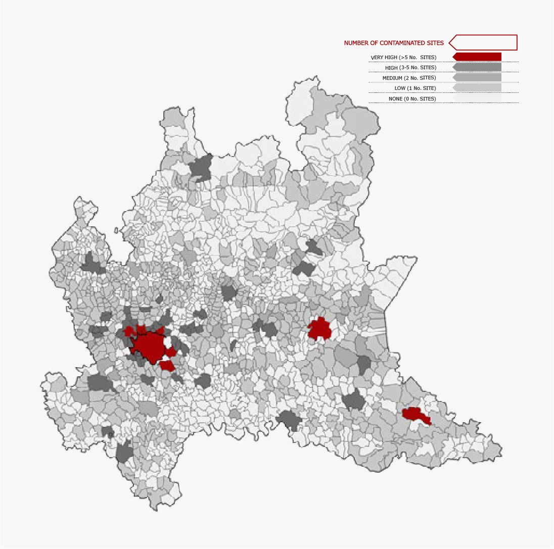 Milan Contamination Pollution Remediation Infographic Map Lombardia - Portfolio Jack Richardson Architecture & Graphic Design