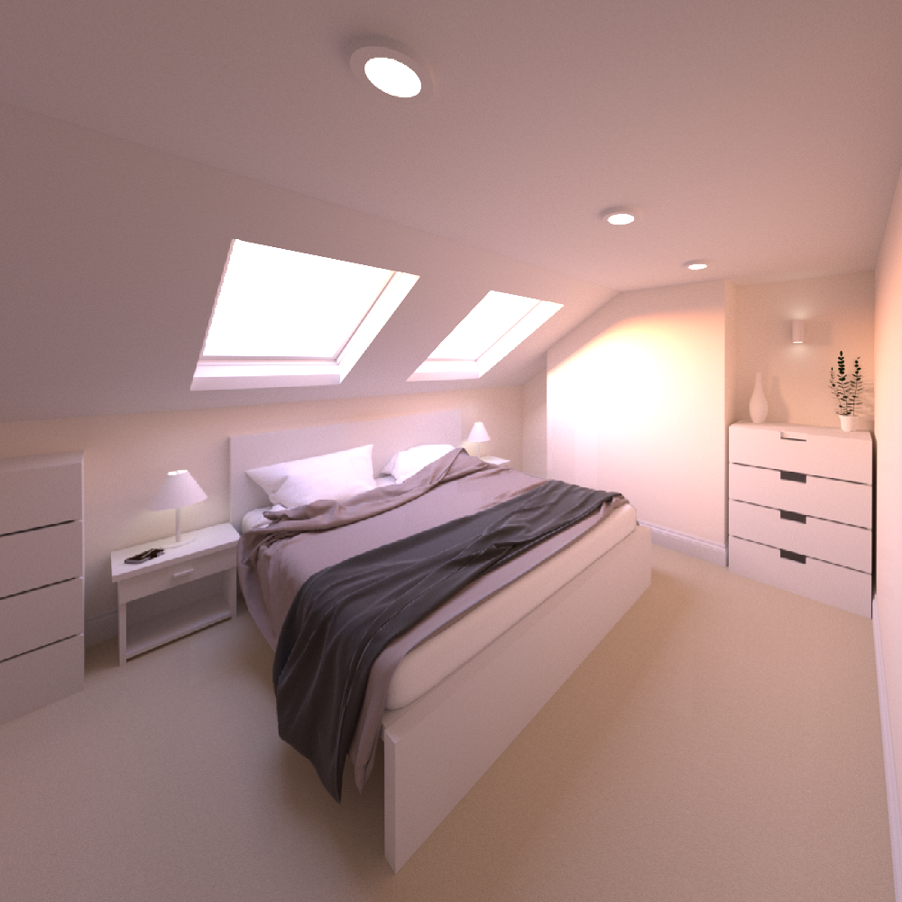 3D Visual showing Bedroom in Loft Conversion