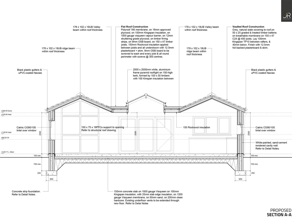 Section Drawing Architect through New Extension